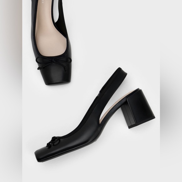 Charles & Keith - Bow Slingback Pumps - Black - Picture 6 of 6